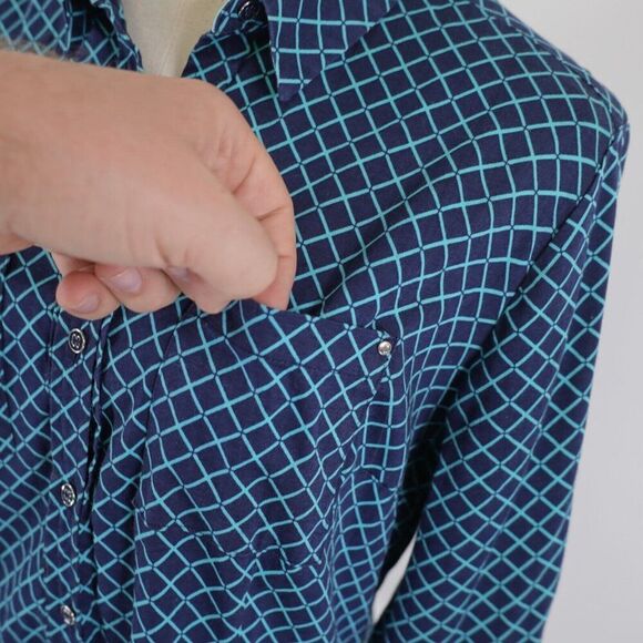 New York & Company 7th Avenue‎ Collared Button Front Shirt Top Large Blue Teal - Picture 2 of 12